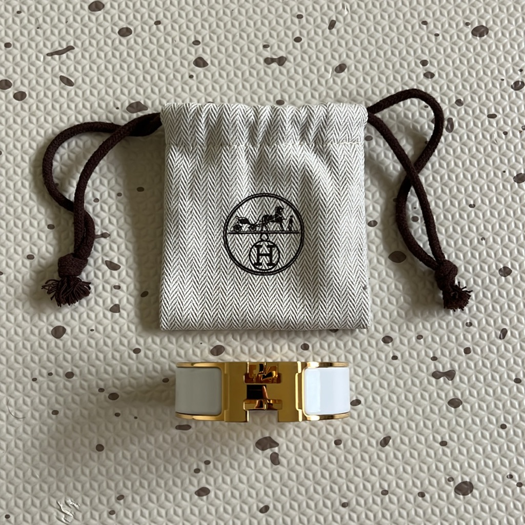 Herms - Clic H Bracelet White And Gold